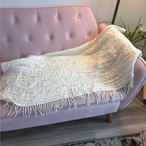 West Elm - Luxurious Crinkle Cream Throw Blanket